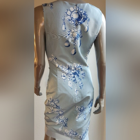 $4,800 OSCAR DE LA RENTA ADORABLE COUTURE BLUE DIAMOND SILK RUNWAY DRESS US 2 - Picture 9 of 11